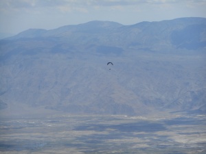 Someone paragliding over the Owens Valley