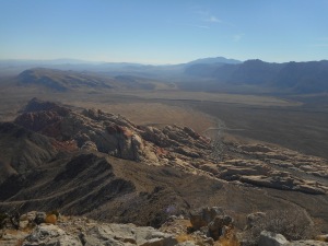 Looking back down toward Calico Tank and the parking area, from Turtlehead's summit